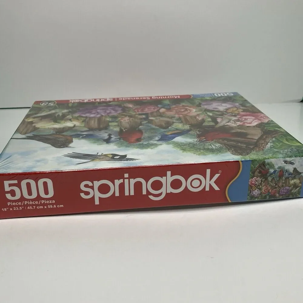 Springbok MORNING SERENADE 500 Piece Puzzle Birds Birdhouse Roses Cardinals
